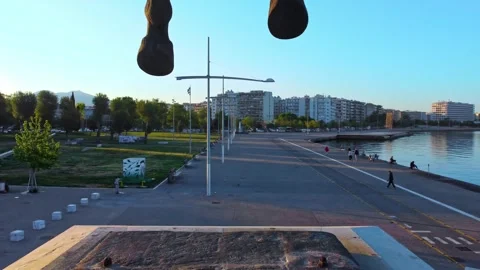 Drone fly through horse leg Alexander the Great statue Thessaloniki-4k Stock-Footage 333842205