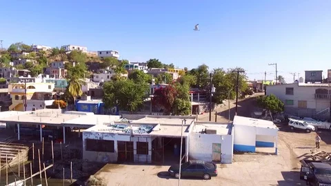 DRONE FLY BY OF VILLAGE Stock Footage 73941895