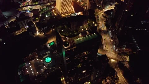 Drone Flyby of Luxury High Rise Rooftop Pool in Kuala Lumpur Stock Footage 343699094