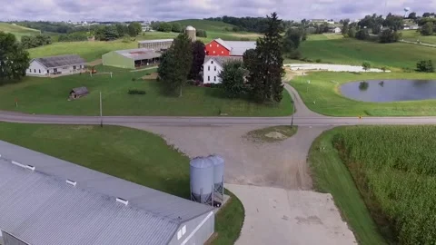 A drone flyby over farm Stock Footage 155459483