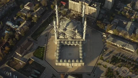 Drone flyby of the Republican Central Mosque named after Imam Al Sarakhsi Video stock 259968951