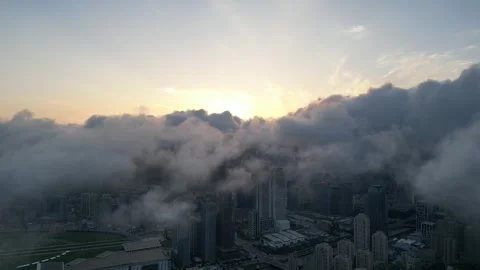 Drone Flying Above Clouds, Shooting Sunset, 4K Video stock 252042577
