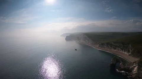 Drone flying above Durdle Door. Dorset, UK Stock Footage 112429367