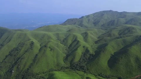 Drone Flying Above Grass Covered Peaks Wugong Mountain China Stock Footage 330286695