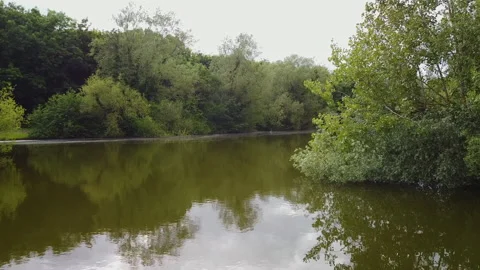 Drone flying above a lake Stock Footage 155576133