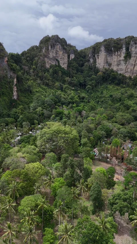 Drone Flying Above Lush Tropical Jungle and Mountains in Ao Nang, Krabi, Vídeos de archivo 335960752