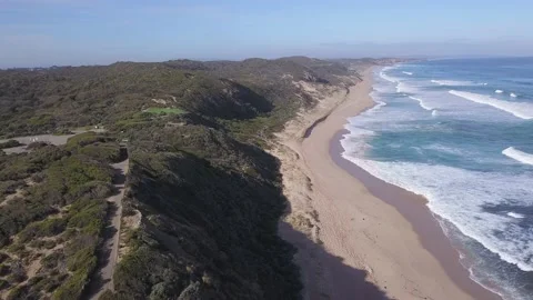 Drone flying above the ocean beach Stock Footage 132805585