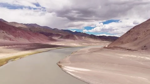 Drone flying above a raw and untamed Ladakh—earth in its most rugged form. Stock Footage 310899217