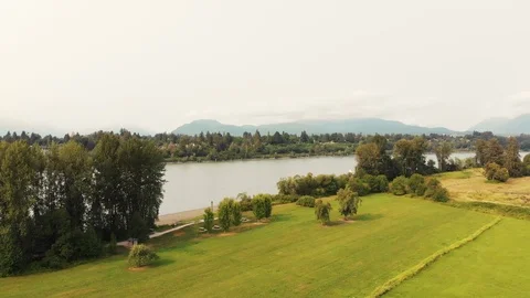 Drone flying above river 4K Stock Footage 115215768