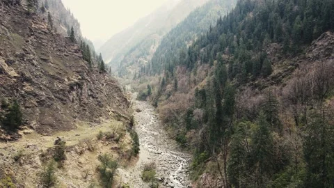 Drone flying above the river in the forest jungle.aerial shot of mountains Video stock 156955193