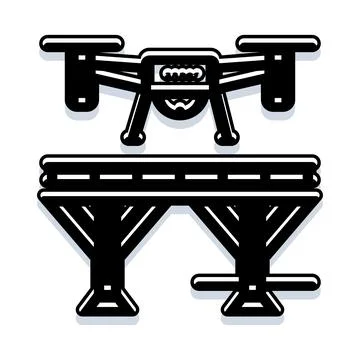 Drone flying above road segment infrastructure Stock Illustration
