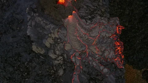 Drone flying above volcano eruption in Iceland Aerial 库存影片 156286657