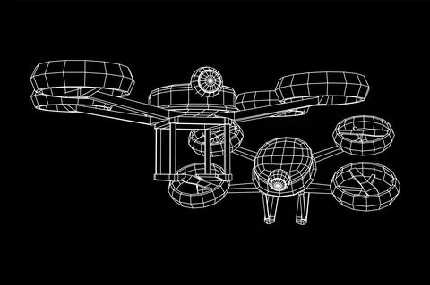 Drone flying with action video camera deliver something 스톡 일러스트
