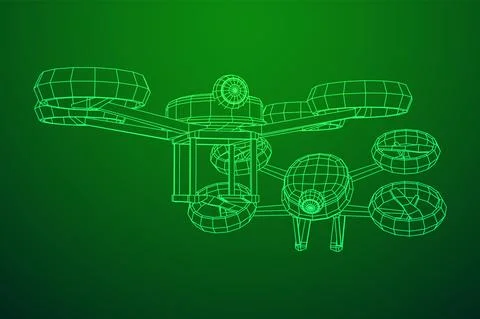 Drone flying with action video camera deliver something Stock Illustration