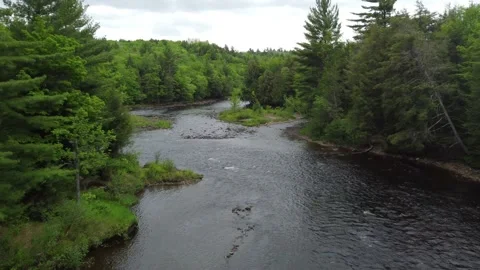 Drone Flying Against the River Current Stock Footage 158181263