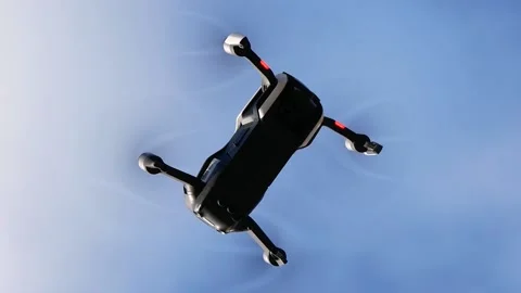 Drone Flying In The Air On A Background Of Blue Sky, Close-Up Stock Footage 171903891