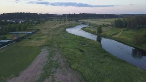 Drone flying along the river Stock Footage 78739471