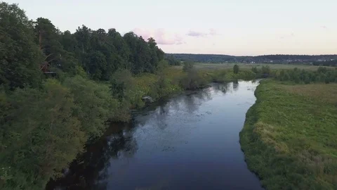 Drone flying along the river Stock Footage 78739571