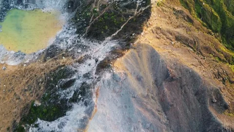 Drone Flying Along Volcanic Ridge at Mount Sibayak, Sumatra Stock Footage 327745941