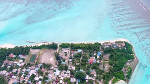Drone flying along wild empty Maldive island Stock Footage 188840412