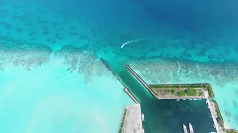 Drone flying along wild empty Maldive island Stock Footage 188842455