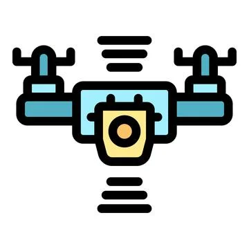 Drone flying and recording with camera and antennas Stock Illustration