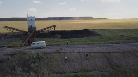 Drone flying around a coal mining Stock Footage 116621215