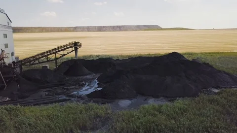 Drone flying around a coal mining Stock Footage 116622381