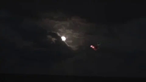 Drone flying around the full moon Stock Footage 69245980