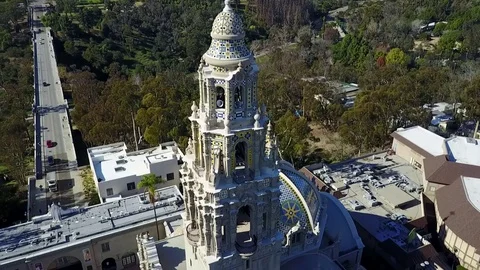 Drone flying around Museum of Man museum monument Stock Footage 71135494