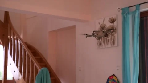 The drone is flying around the room Video stock 303716765