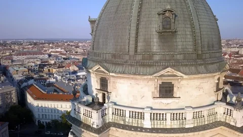 Drone flying around St. Stephen's Basilica, Budapest Hungary Stock Footage 114668800