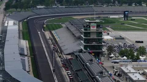 Drone Flying Away from Indianapolis Motor Speedway during 2026 Open Test Stock Footage 337200740