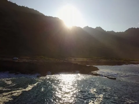 Drone flying away at Keawaula Beach Stock Footage 80972185