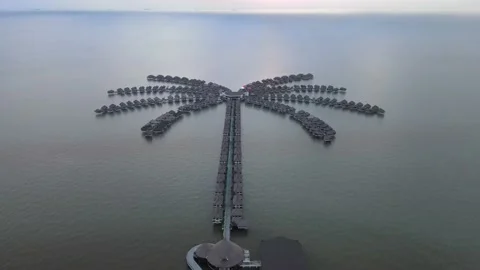 Drone flying back from Luxury Hotel in Selangor Stock Footage 149623837