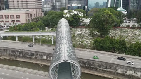 Drone flying backward from bridge in Kuala Lumpur Stock Footage 150289550