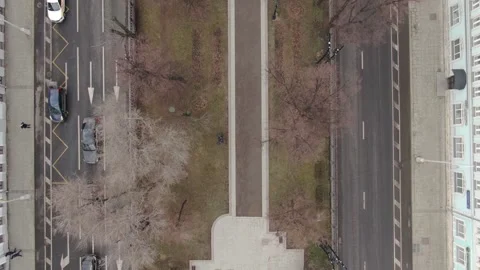 Drone flying backward over a boulevard, vertical shot Stock-Footage 333605165