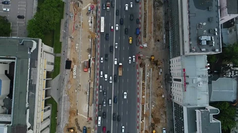 Drone flying backward over Zubovsky Boulevard Stock Footage 329394364