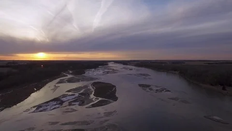 Drone Flying Backwards Over River Stock Footage 78875822