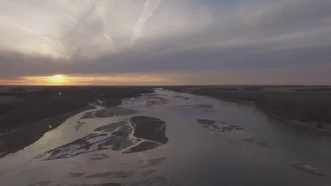 Drone Flying Backwards Over River Raw Stock Footage 78875824