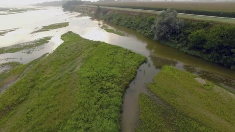 Drone Flying Backwards Over River From Cliff Stock Footage 78887190