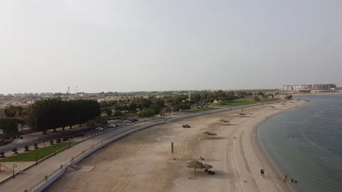 Drone flying in beautiful beach in Khobar Saudi Arabia Stock Footage 243361910