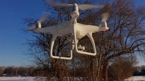 Drone flying on the blue sky Stock Footage 78632904
