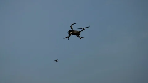 Drone flying into the blue sky Stock Footage 118127077