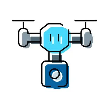 Drone flying with camera capturing aerial views Stock Illustration