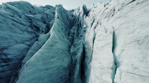 Drone Flying Close To The Deep Crevasses, Iceland. Climate Stock Footage 171902266
