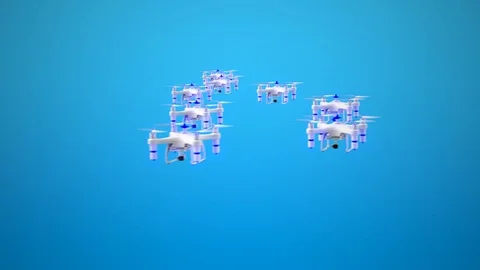 Drone Flying In Deep Blue Background 4K (Alpha Channel) 스톡 동영상 94847541