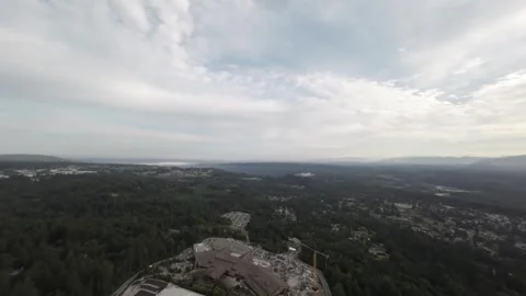 Drone Flying Directly Over Snoqualmie Casino (Desaturated) Stock Footage 246149702