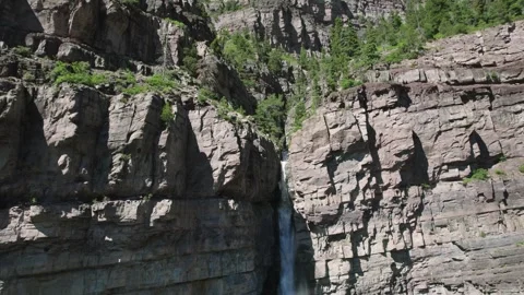 Drone Flying Down Cascade Falls Ouray Colorado 4K Stock Footage 244671066