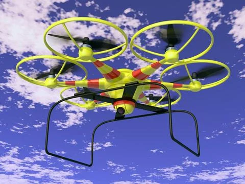 Drone Flying drone with a digital camera, 3d render. Copyright: xZoonar.co... Foto stock